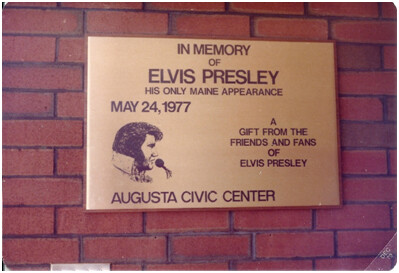 Elvis memorial plaque at the Augusta Civic Center